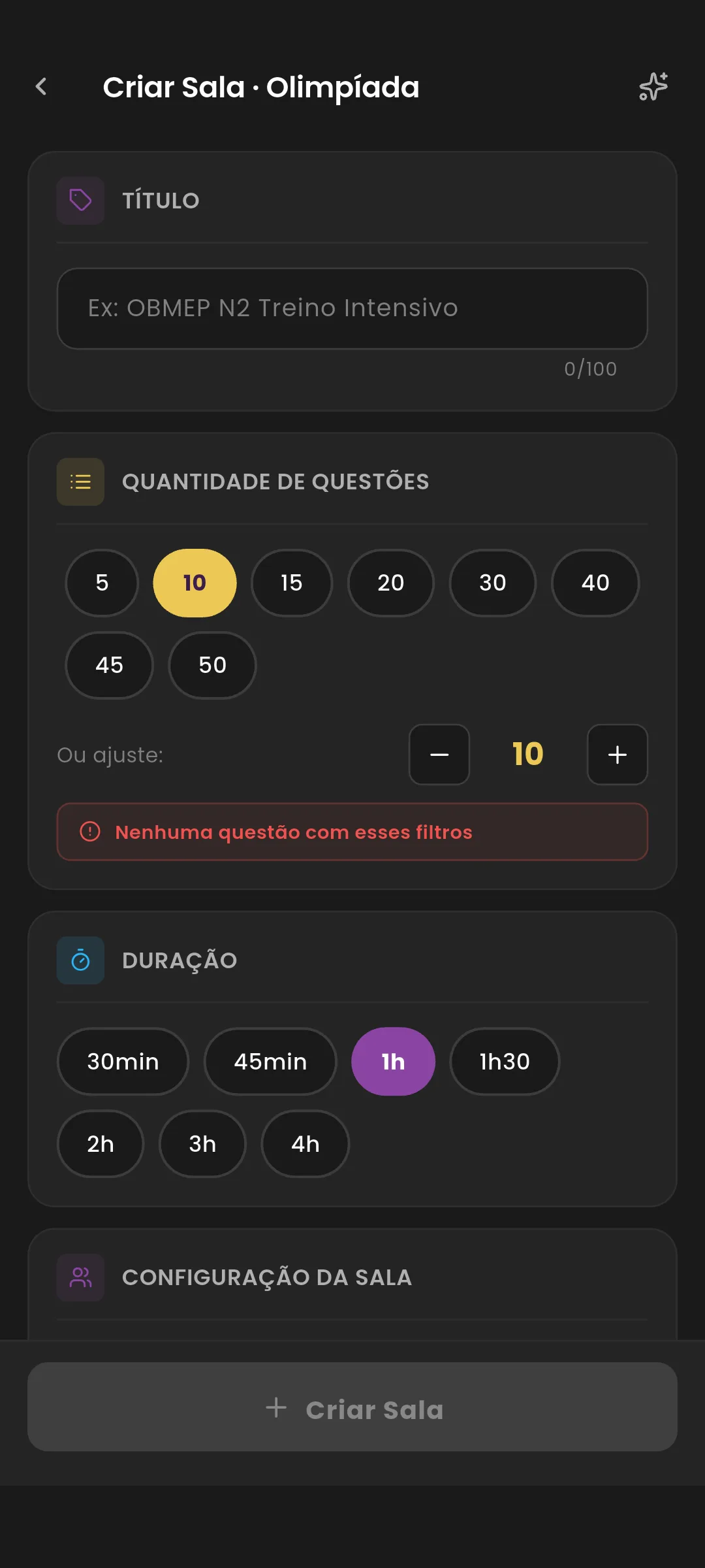 Criar simulado