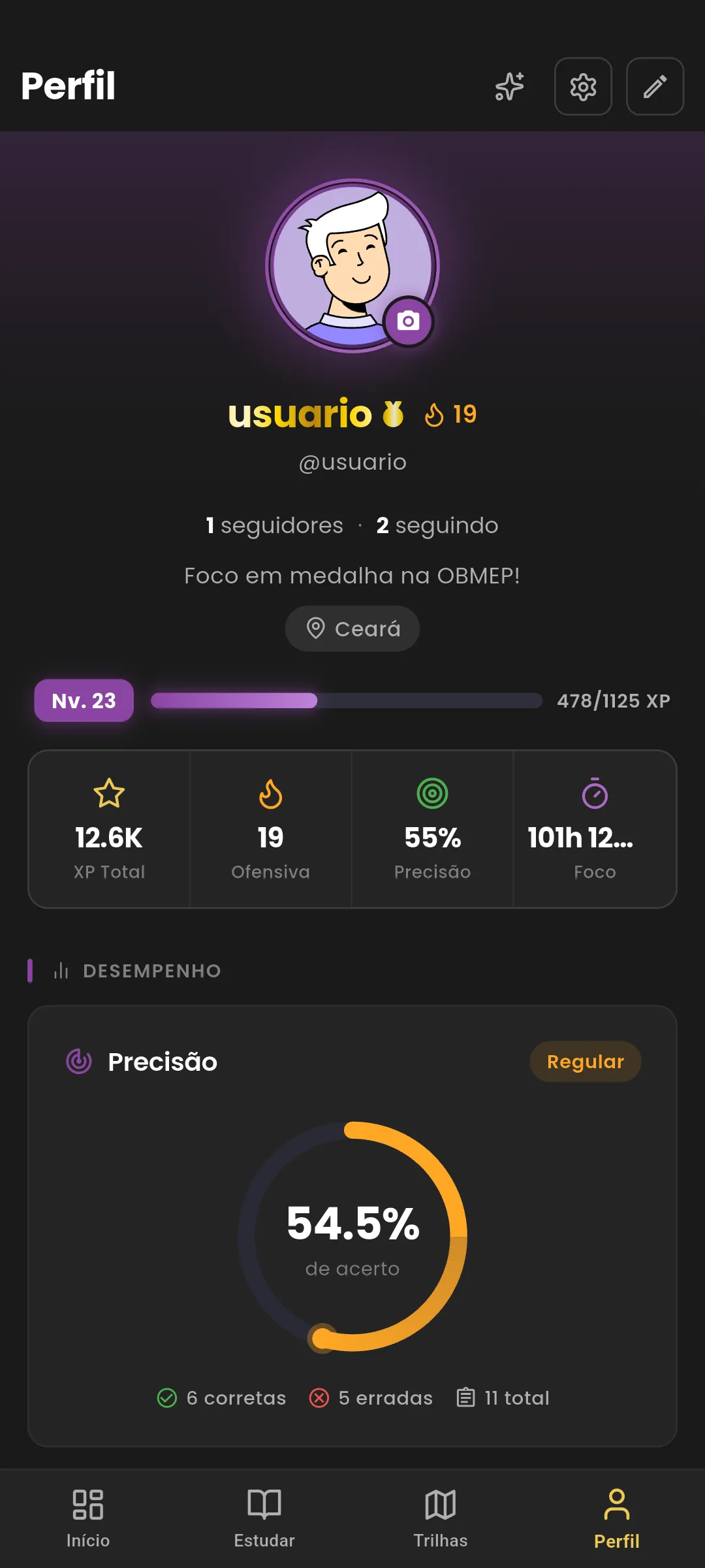 Perfil gamificado